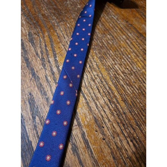 The Mans Shop Lord and Taylor Blue Red Yellow White Silk Mens Neck Tie Hamdmade - Picture 4 of 4